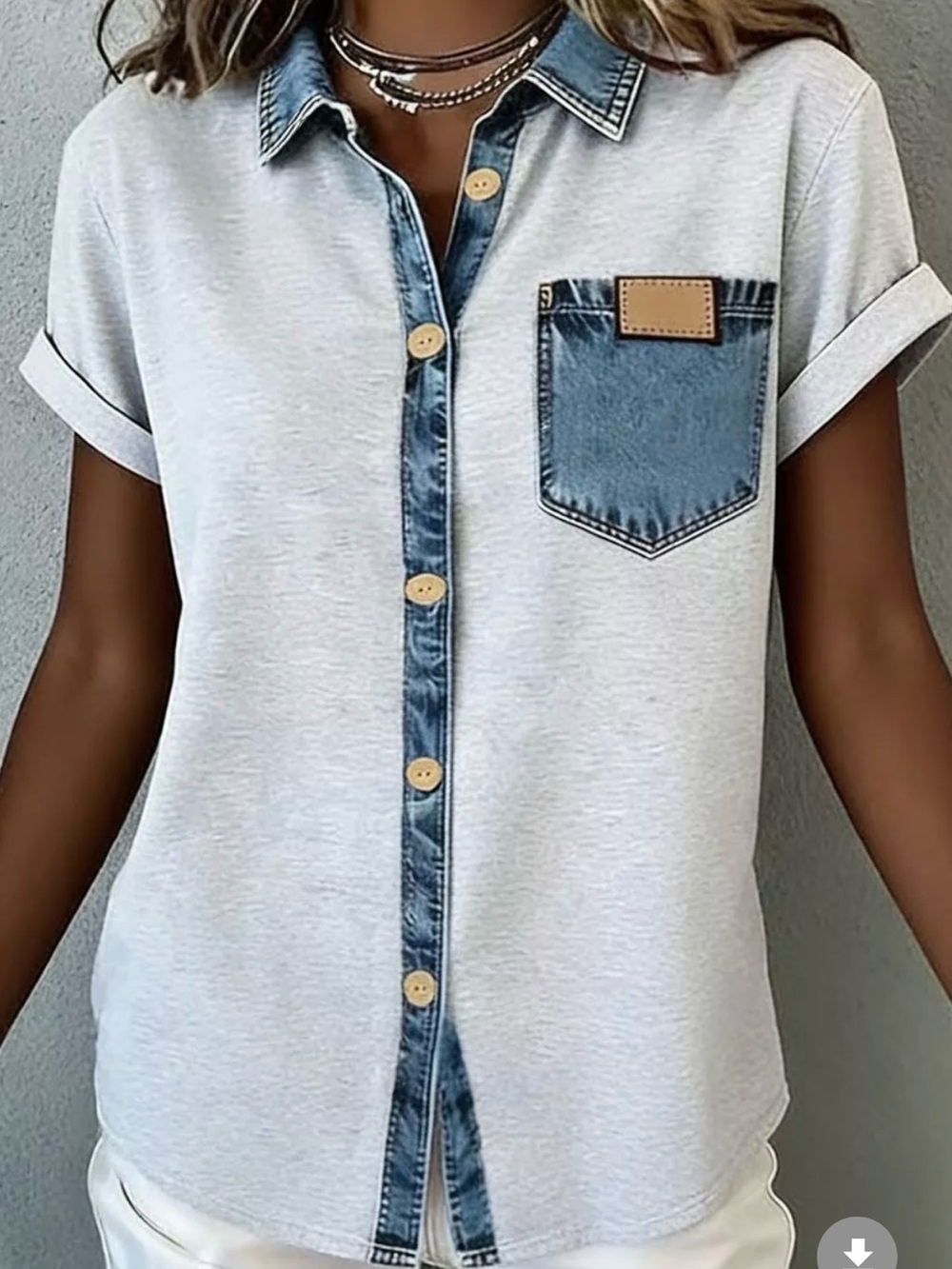 #187 BUTTON DOWN WITH BLUE TRIM